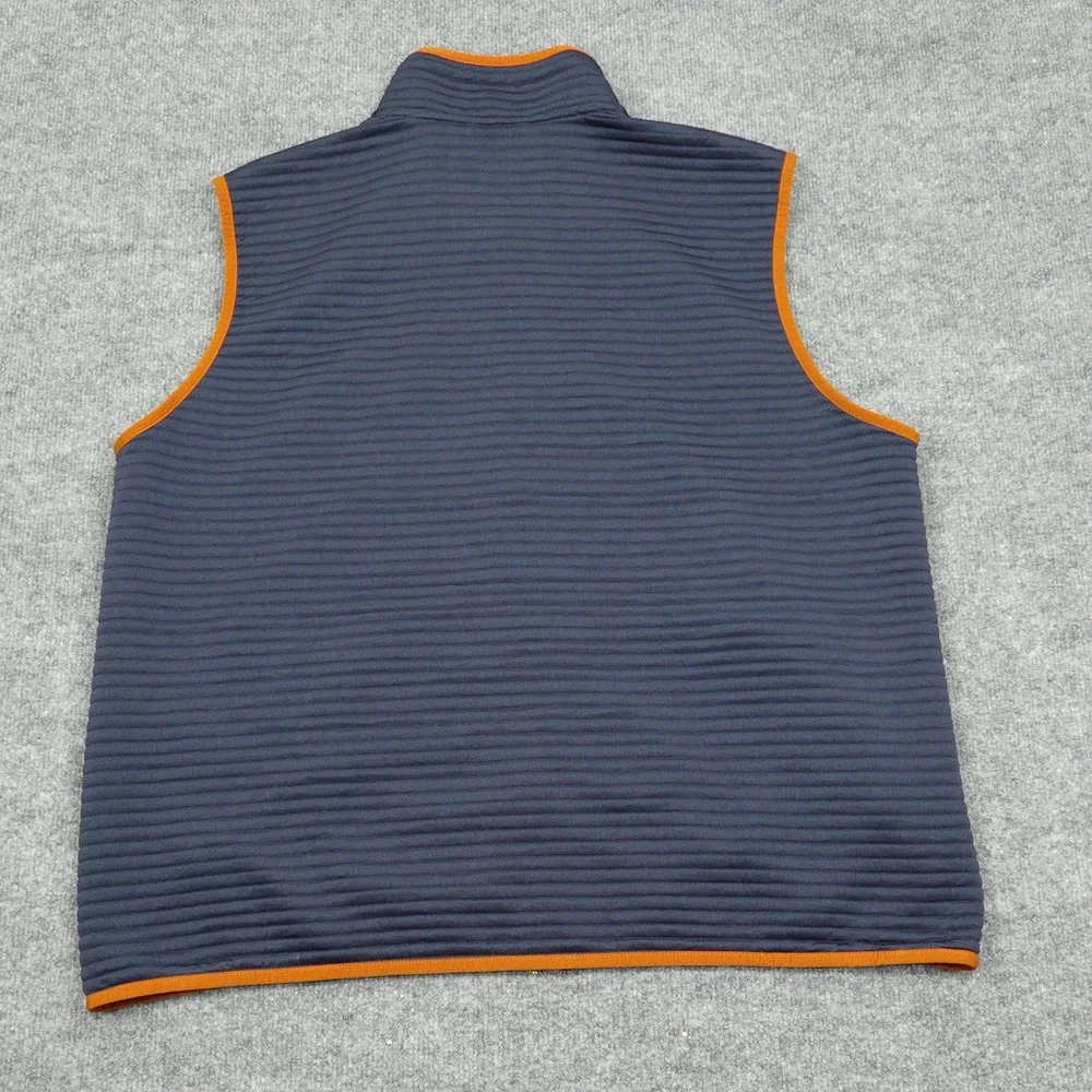 L.L. Bean Vest Mens XL Blue Ribbed Fleece Full Zip Embroidered Airlight